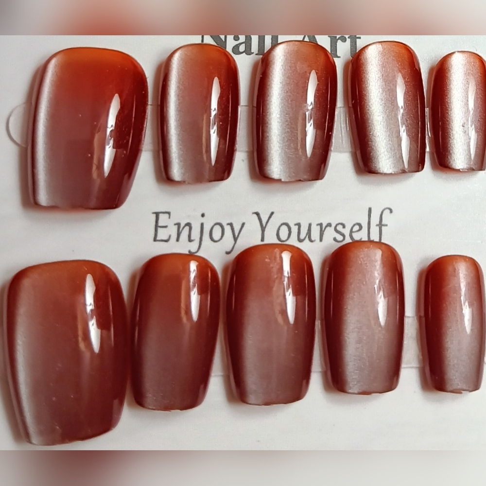 🍉 TWO PAIR BUNDLE! Sz. Small-Cat Eye Brown and Rust Nails!